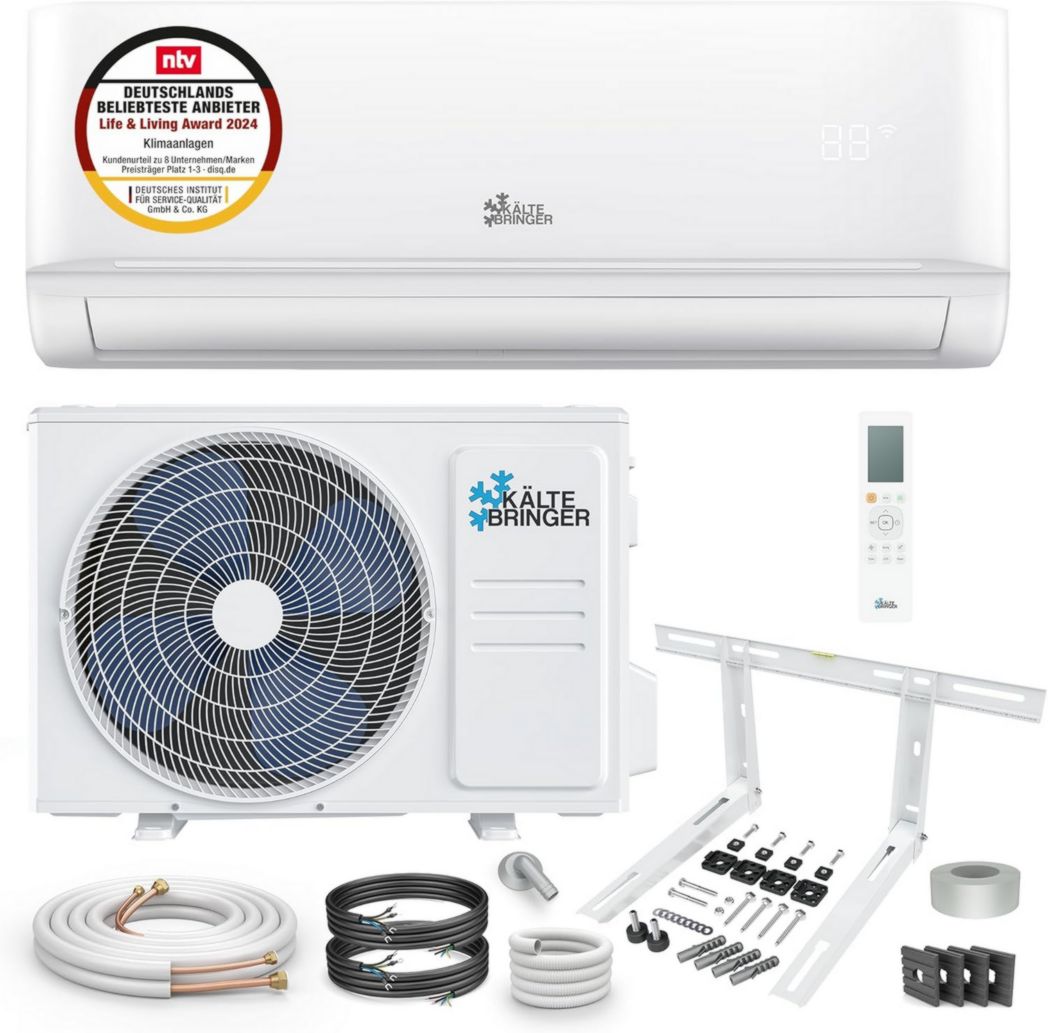 Climatiseur Split Kältebringer - 18 000 BTU (5,1 kW) - Avec fonction chauffage, Wi-Fi et application - très silencieux et économe en énergie - kit complet, conduite de réfrigérant de 5 m, R32, matériel de montage