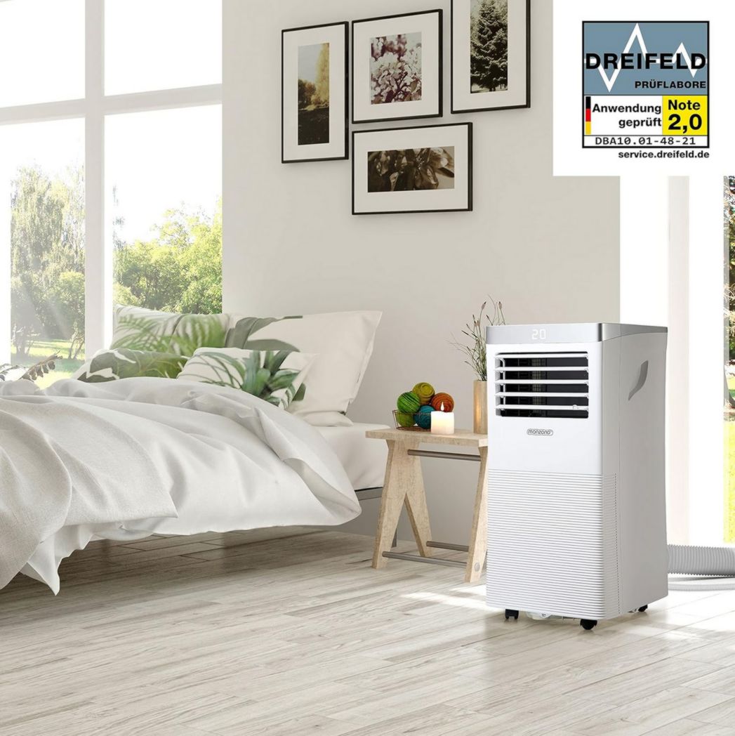 Climatiseur portable 4 en 1 Monzana® MZKA1000, refroidisseur d'air, 9 000 BTU/h, déshumidificateur, ventilateur, application Wi-Fi Alexa