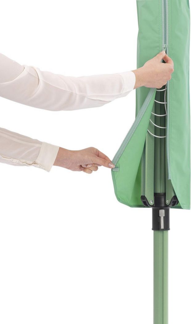 Brabantia - Séchoir à linge Lift-O-Matic - Étendoir à linge d'extérieur - Antidérapant - Résistant aux UV, 60 m - Rotation fluide - Pratique - Douille métallique à planter - Gris métallisé - 295 cm
