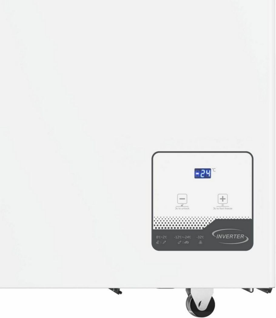 Congélateur coffre professionnel METRO GHF2700S, acier, 188 x 73,5 x 94,5 cm, 700 L, 125 W, 3 paniers, éclairage LED, avec serrure, blanc/gris