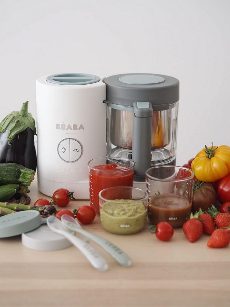 BÉABA, Babycook Néo, Mixeur et Cuiseur Vapeur 6 en 1, Robot Cuiseur Bébé Fabriqué en France, Bol en Verre, Cuve en Inox, Grande Capacité, Diversification des Aliments, Petits Pots Bébé Maison, Rapide, Eucalyptus