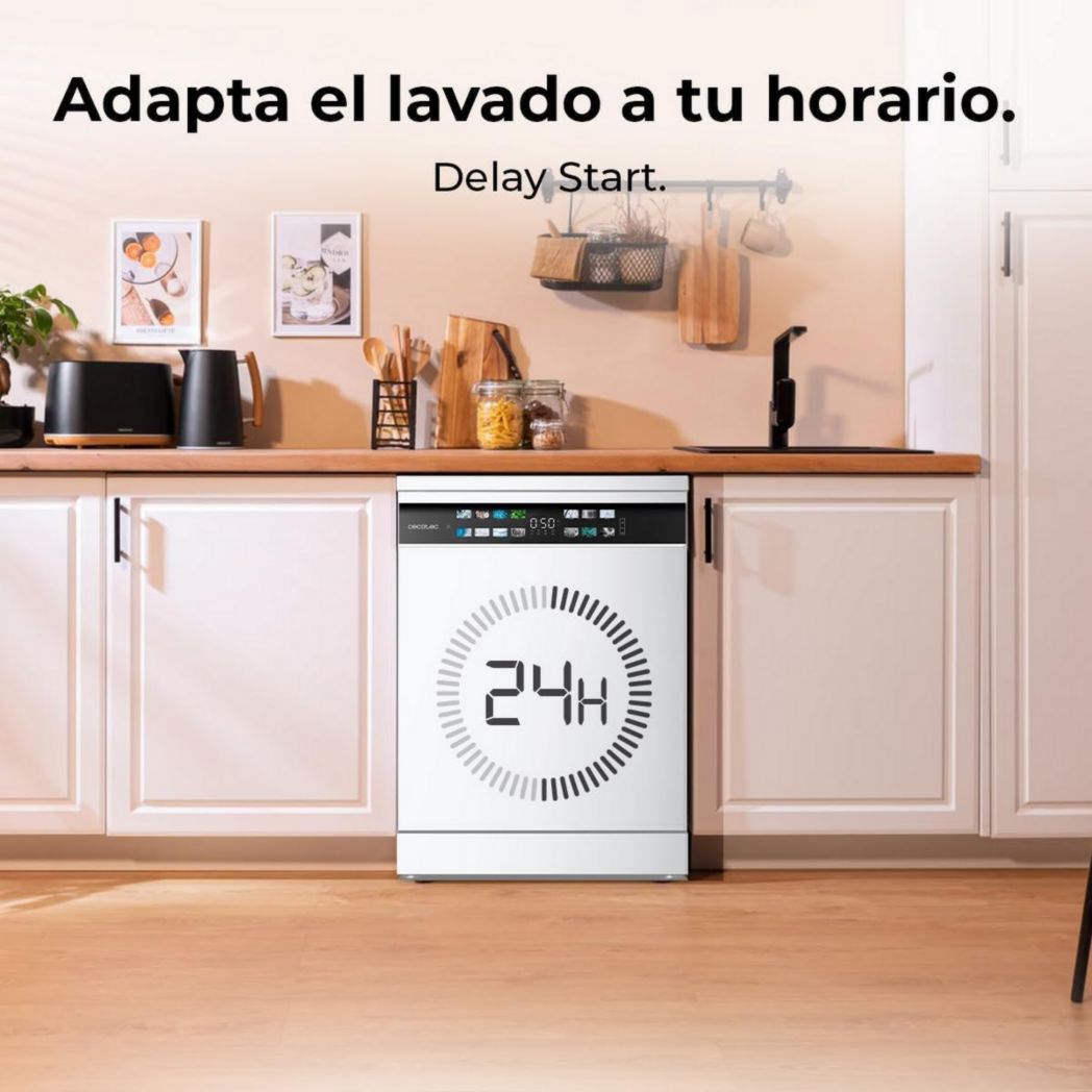 Lave-vaisselle Cecotec 60cm Bolero Aguazero 6700 B Lave-vaisselle blanc, 15 couverts, Classe B, moteur Inverter Plus, O2 Dry, Lavage Dual Zone, Plateau réglable, Turbo Dry+ et Demi-charge.