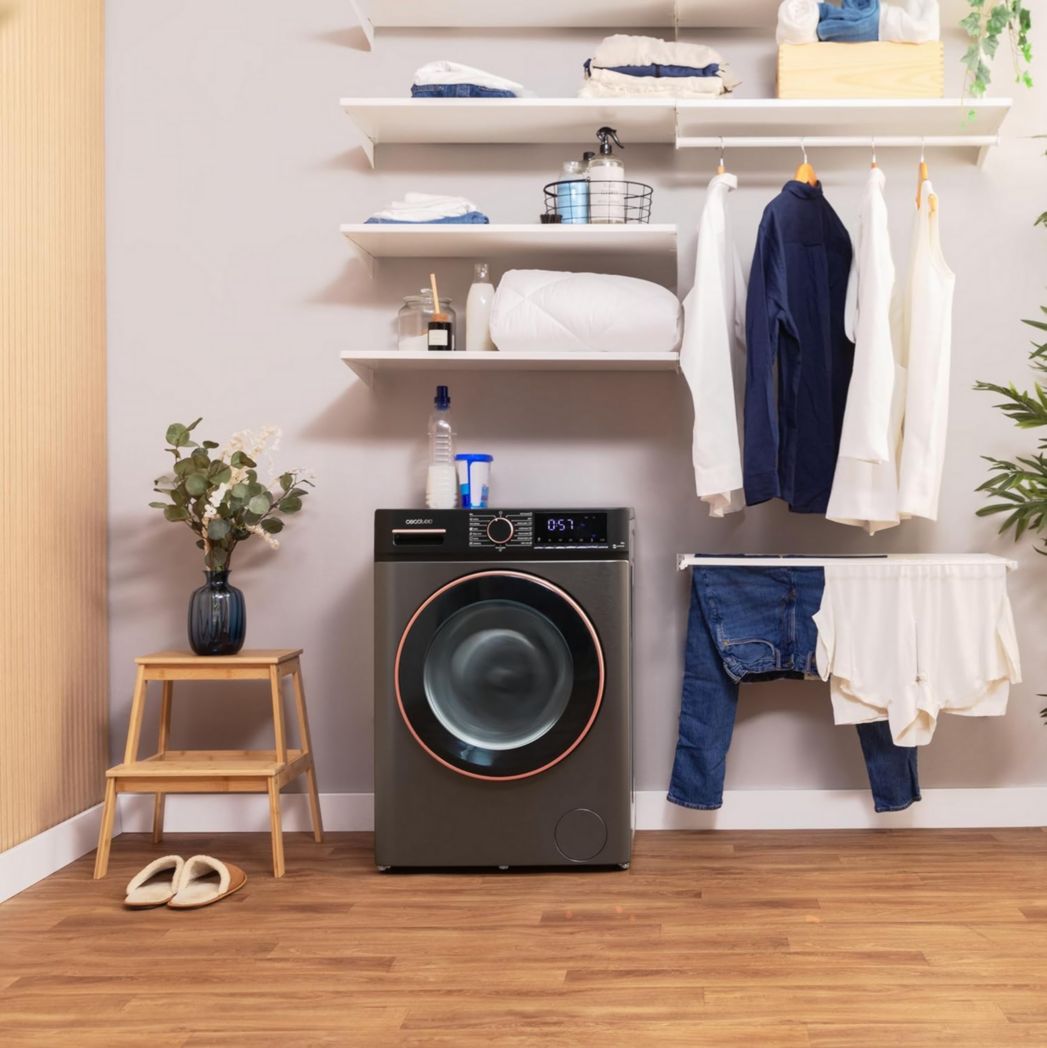 Lave-linge Cecotec 8 kg Bolero DressCode 8610 Inverter Steel A. Chargement frontal, 1400 tr/min, SteamMax, moteur Inverter Plus, 15 programmes, OnSmart, Stop&Go, DrumClean, revêtement antibactérien