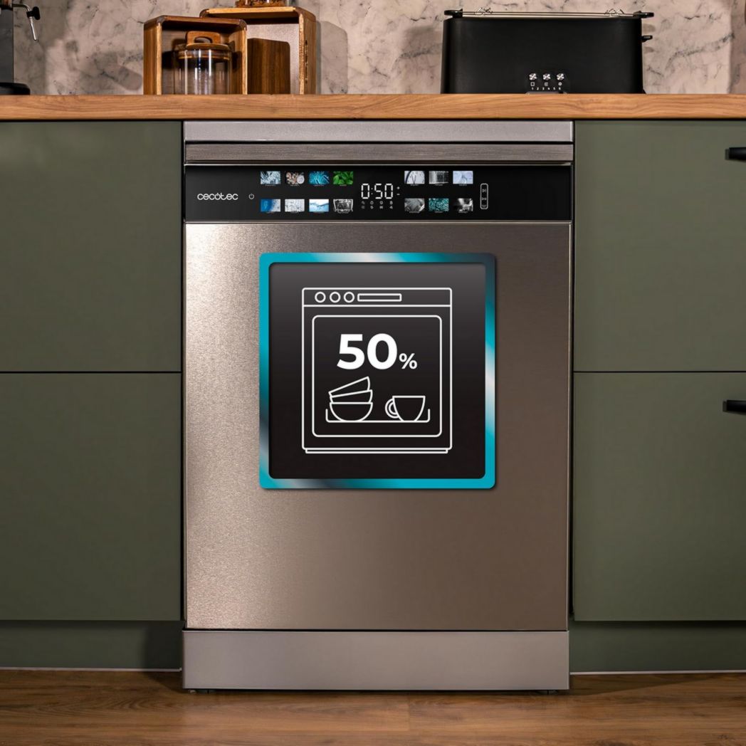 Lave-vaisselle Cecotec 60cm Bolero Aguazero 6700 B Lave-vaisselle blanc, 15 couverts, Classe B, moteur Inverter Plus, O2 Dry, Lavage Dual Zone, Plateau réglable, Turbo Dry+ et Demi-charge.