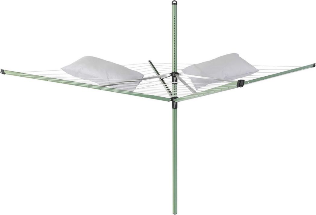 Brabantia - Séchoir à linge Lift-O-Matic - Étendoir à linge d'extérieur - Antidérapant - Résistant aux UV, 60 m - Rotation fluide - Pratique - Douille métallique à planter - Gris métallisé - 295 cm