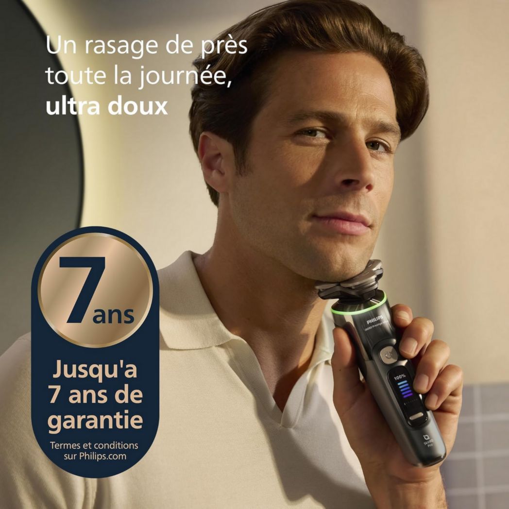 Rasoir Philips i9000 Prestige Ultra, rasoir électrique 100 % étanche, technologie Skin IQ Pro, système Triple Lift & Cut, lames de précision NanoTech rotatives à 360°, 5 modes de rasage, XP9401/38