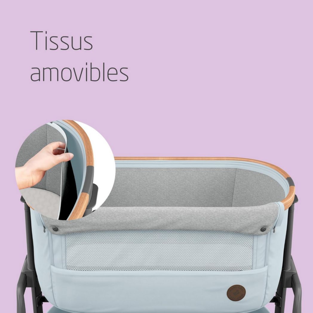 Lit cododo Maxi-Cosi Iora, lit cododo pliable pour bébé, 0-6 mois, 9 kg max, 4 positions d'inclinaison et 5 hauteurs, système coulissant, matelas confort, grand panier, facile à transporter, Essential Graphite