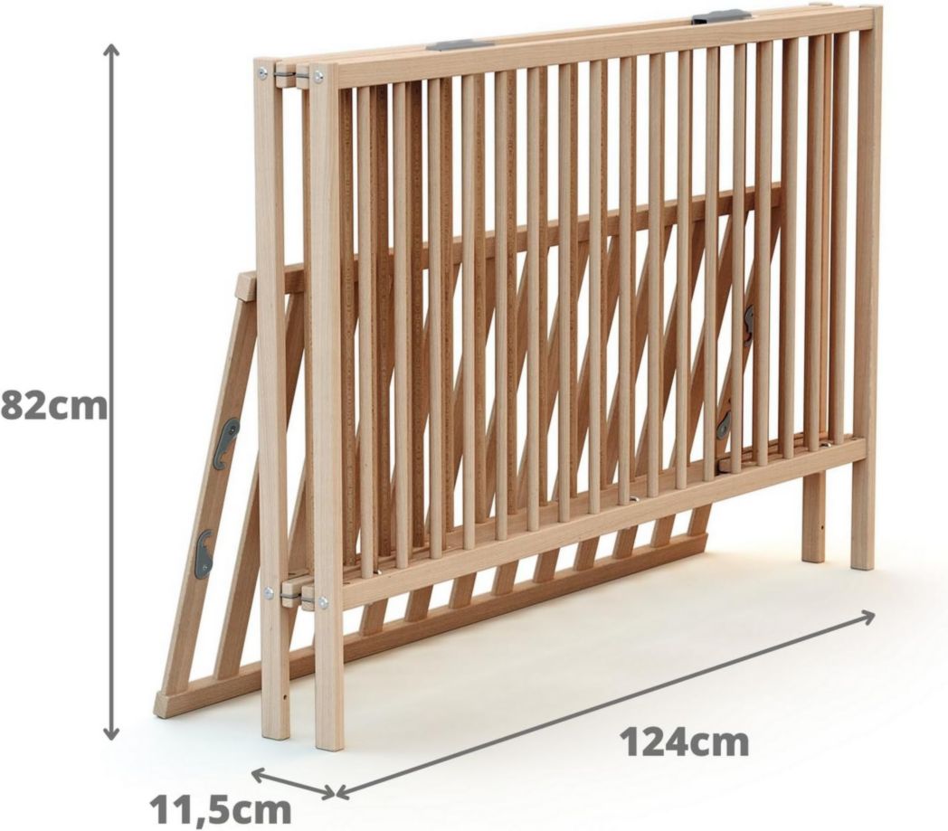 WEBABY - Lit bébé pliant 60 x 120 cm Blanc | Bois massif | Dès la naissance | Confort de couchage | Sommier à lattes | Compact | Transportable | Pliable | Gain de place | Lit de voyage