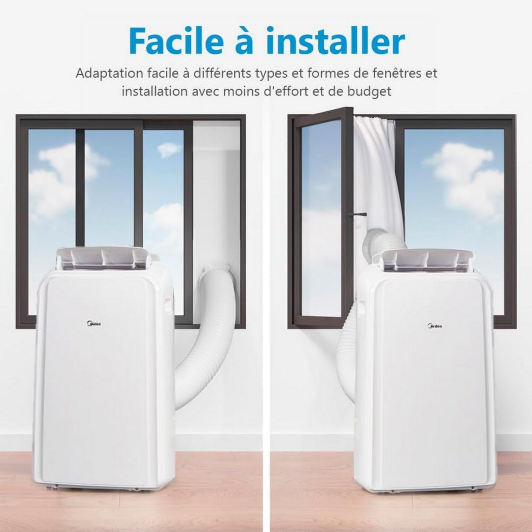 Climatiseur portable 4-en-1 silencieux MIDEA PortaSplit | 12 000 BTU | 3,5 kW, chauffage et climatiseur portables prêts à installer - Climatiseur portable avec refroidisseur, déshumidificateur, chauffage et ventilateur