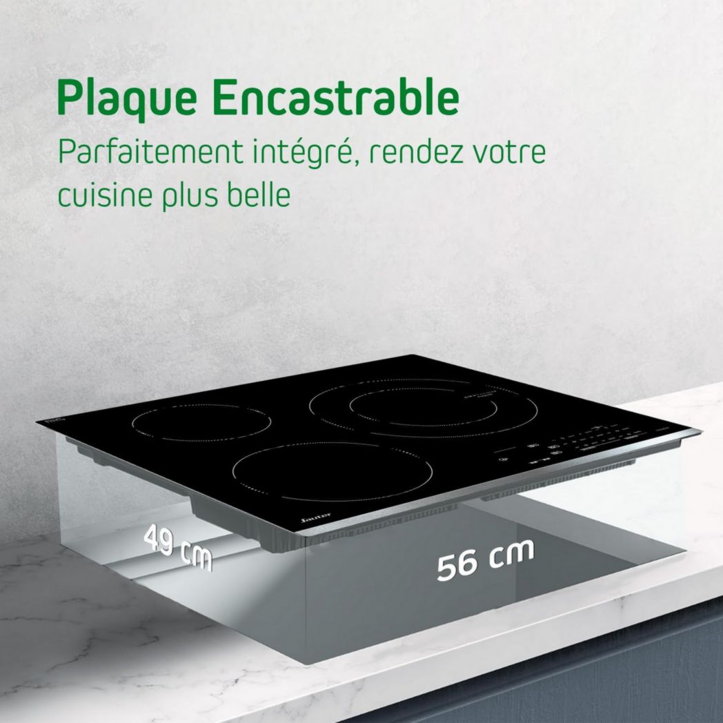 Sauter - SPI4360W - Plaque à induction - Encastrable - Blanc - 3 feux - 7200 W - Dimensions d'encastrement : 56 x 49 cm - Grand foyer 28 cm et 14 positions de cuisson - Fabriqué en France