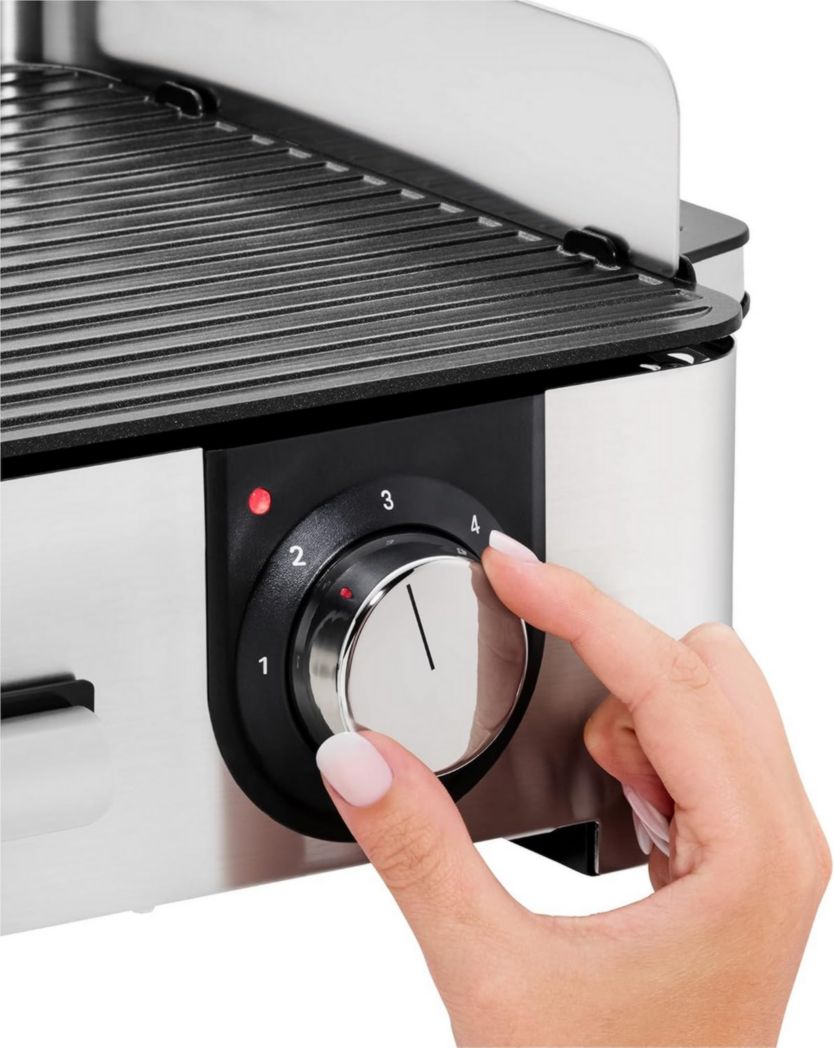 WMF Master-Grill électrique, 2400W, Grande surface 28x50cm, Revêtement antiadhésif, Plaques amovibles lavables au lave-vaisselle, Acier inoxydable Cromargan 18/10, Lono 0415280011