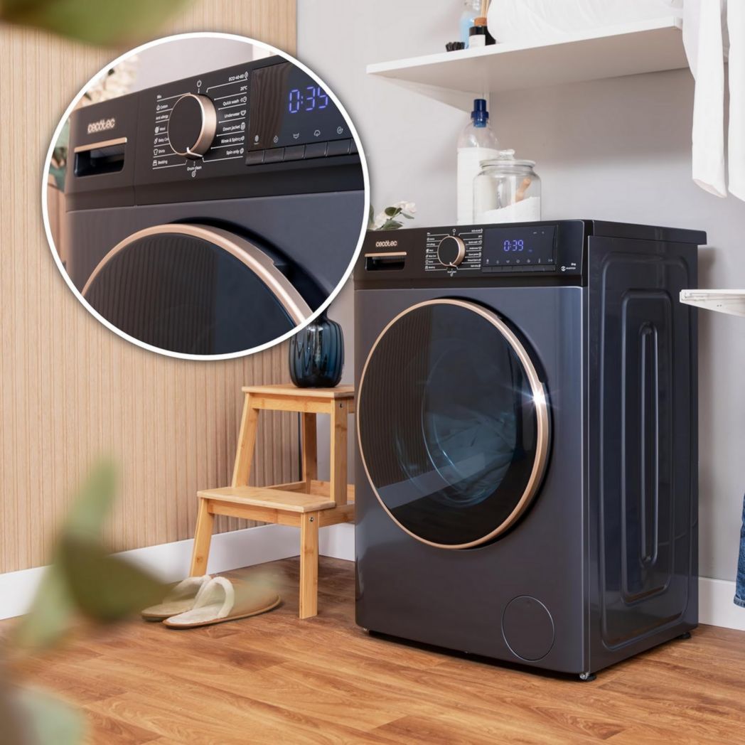 Lave-linge Cecotec 8 kg Bolero DressCode 8610 Inverter Steel A. Chargement frontal, 1400 tr/min, SteamMax, moteur Inverter Plus, 15 programmes, OnSmart, Stop&Go, DrumClean, revêtement antibactérien