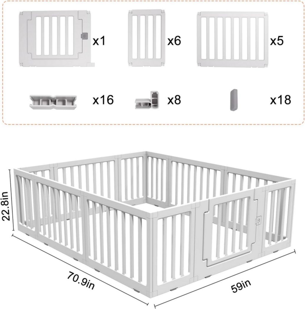 Parc bébé modulaire Gupamiga 150 x 180 cm, Parc enfant, Parc bébé, Blanc