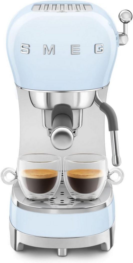 Smeg, ECF02CREU Machine à expresso manuelle, système Thermoblock et buse vapeur, 4 fonctions expresso, plateau amovible, porte-filtre, réservoir d'eau 1 L, dimensions compactes, 1350 W, couleur crème