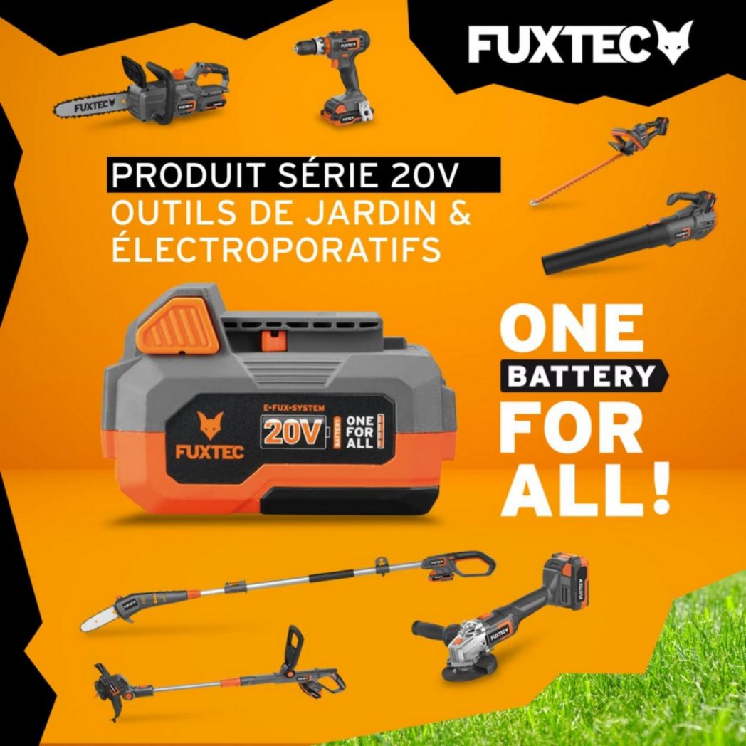 Tondeuse à gazon poussée FUXTEC FX-E1RM20 40 V (2 x 20 V) – Kit avec 2 batteries 2 Ah et chargeur double 2,4 A