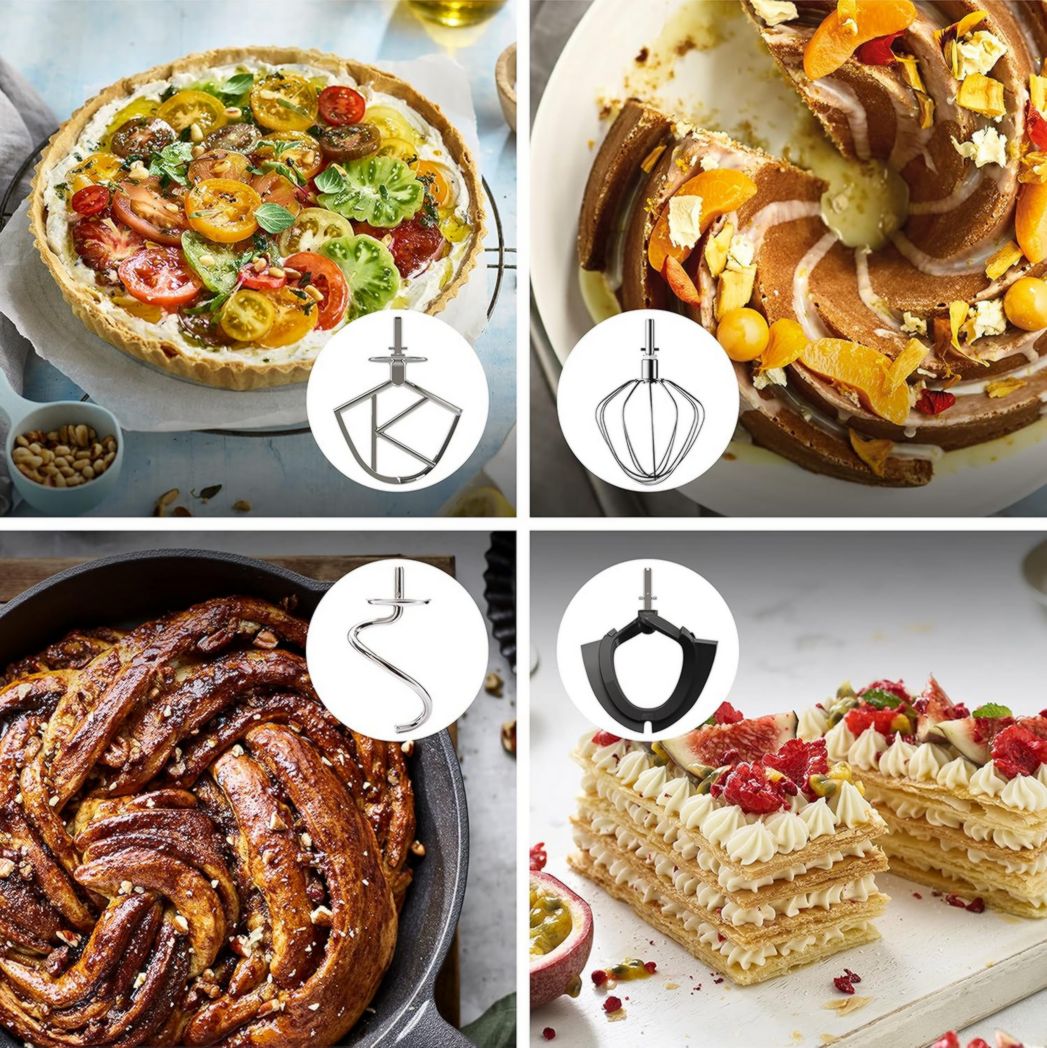 Robot pâtissier Kenwood Titanium Chef Baker XL, avec batteur K-Beater, crochet pétrisseur, fouet et bol de 7 litres, KVL85.424SI, 1 200 W, argent