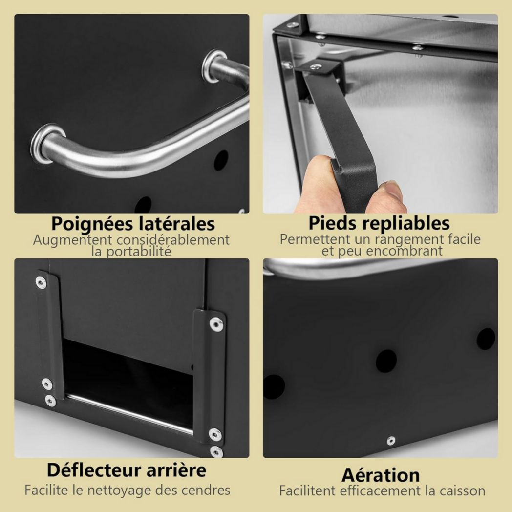 Mini four à pizza d'extérieur GYMAX, four à pizza au feu de bois avec pierre à pizza, pelle à pizza, pieds pliables et poignées portables, ventilateurs réglables, housse étanche