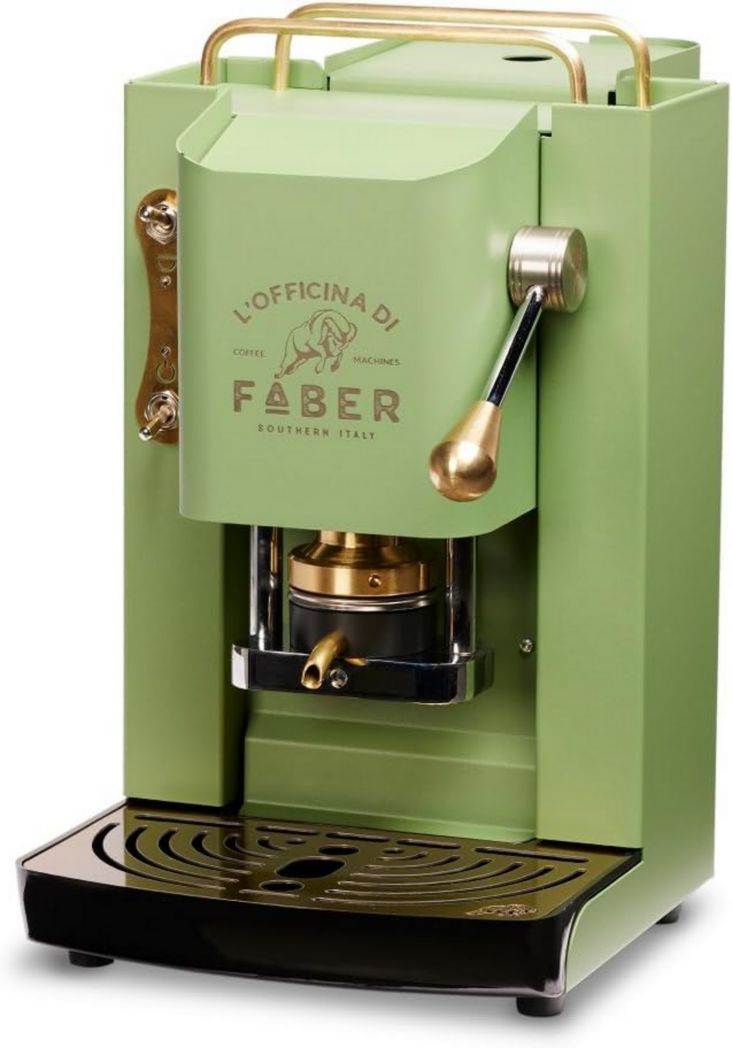 Machines à café Faber | Modèle Pro Total Inox Deluxe | Machine à café à dosettes 44 mm | Pressostat réglable en laiton | Électrovanne standard (laiton)