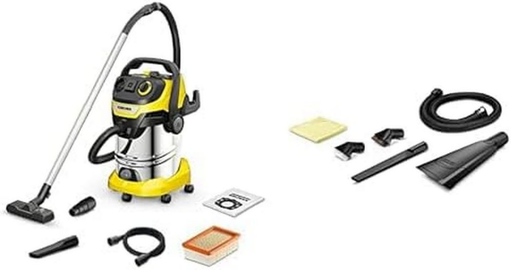 Aspirateur eau et poussière Kärcher WD 6 PS V-30/6/22/T, prise secteur, filtre plissé plat, fonction nettoyage, 1 300 W, réservoir : 30 l et bouchon de vidange, tuyau d'aspiration : 2,2 m