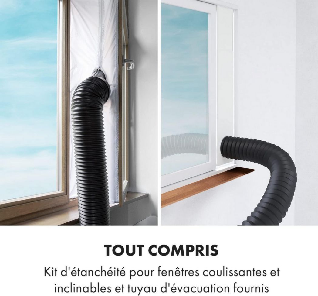 Climatiseur mobile silencieux Klarstein, 4 en 1, mode nuit, déshumidificateur, ventilateur, mini climatiseur basse consommation, évacuation, climatiseur portable, puissant, 10 000 BTU