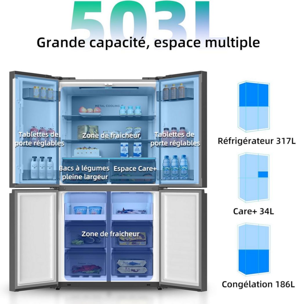 Réfrigérateur congélateur inférieur CHIQ FBM157L42 157 L (109 + 48), largeur 47 cm, Low Frost, 39 dB, portes réversibles, garantie 12 ans sur le compresseur