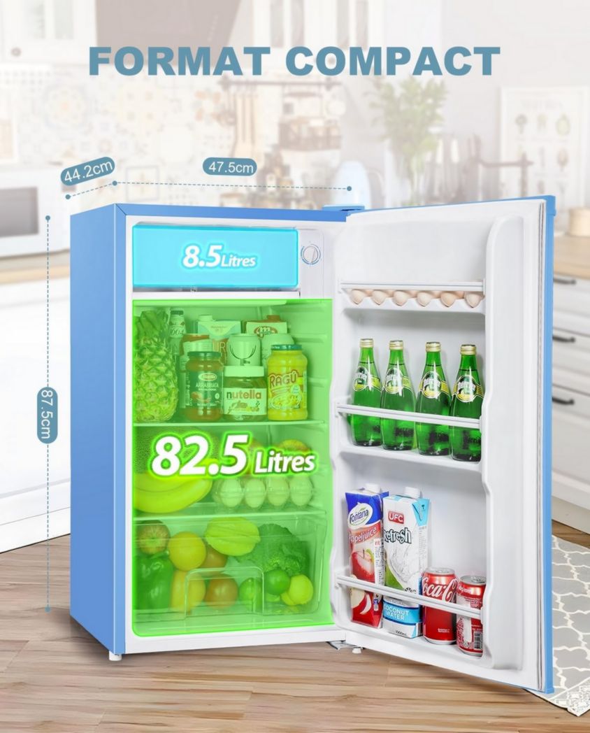Mini-réfrigérateur Upstreman 91 L avec congélateur, thermostat réglable, pour petite pièce, réfrigérateur haut de gamme pour dortoir, bureau, blanc - BR321