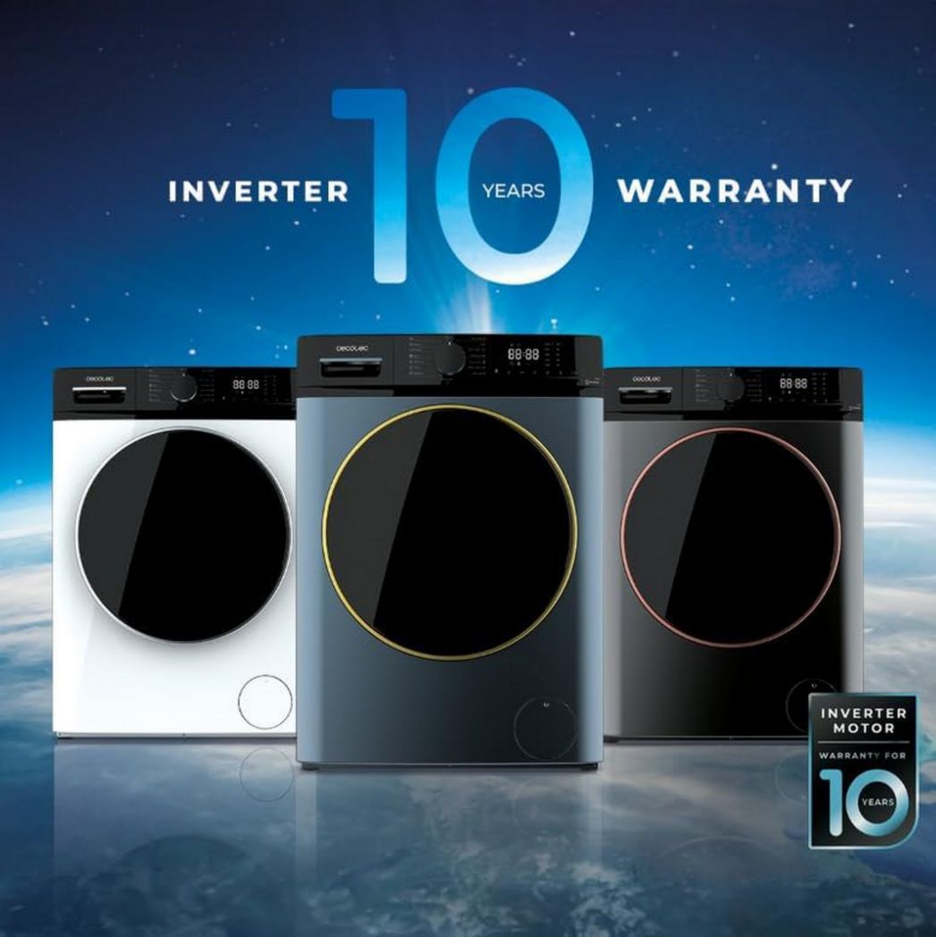 Lave-linge Cecotec 8 kg Bolero DressCode 8610 Inverter Steel A. Chargement frontal, 1400 tr/min, SteamMax, moteur Inverter Plus, 15 programmes, OnSmart, Stop&Go, DrumClean, revêtement antibactérien