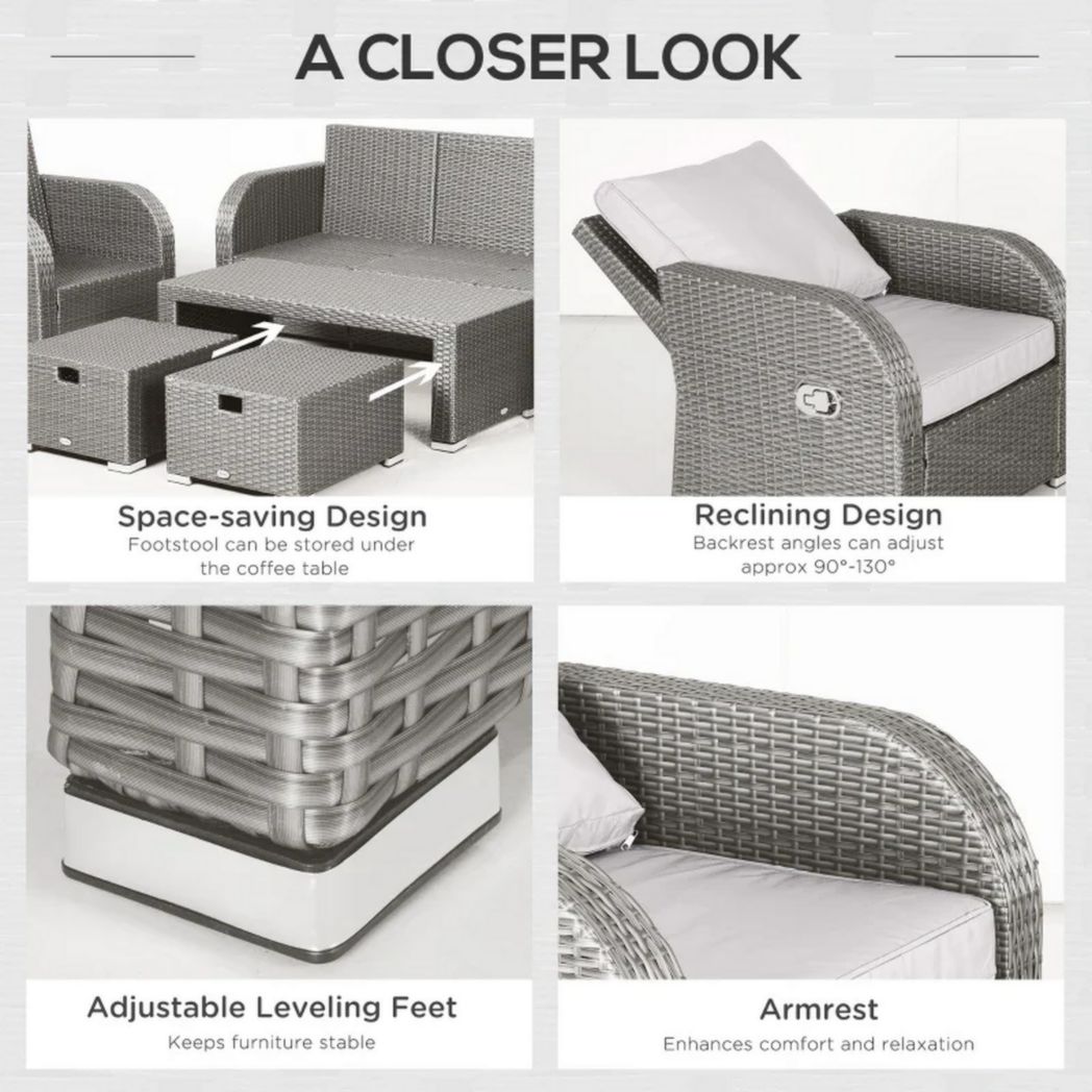 Ensemble de meubles de jardin en rotin, sectionnel et inclinable, pour pelouse, jardin et arrière-cour