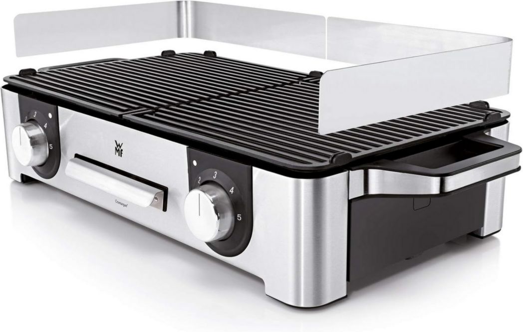 WMF Master-Grill électrique, 2400W, Grande surface 28x50cm, Revêtement antiadhésif, Plaques amovibles lavables au lave-vaisselle, Acier inoxydable Cromargan 18/10, Lono 0415280011