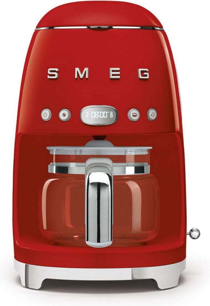 Smeg, DCF02PBEU, cafetière filtre, arôme et démarrage automatique, verseuse en verre jusqu'à 12 tasses, 2 niveaux d'intensité, maintien au chaud, 1050 W, bleu clair pastel