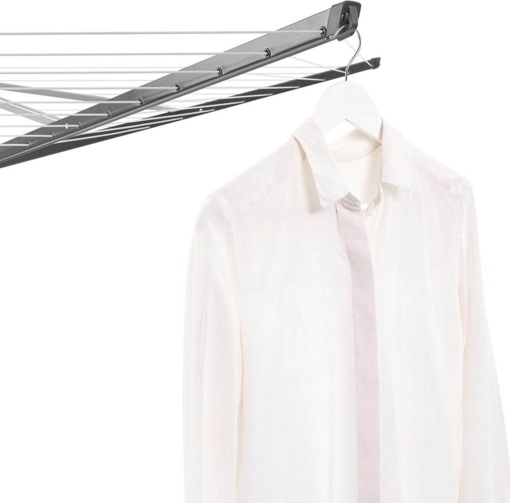 Brabantia - Séchoir à linge Lift-O-Matic - Étendoir à linge d'extérieur - Antidérapant - Résistant aux UV, 60 m - Rotation fluide - Pratique - Douille métallique à planter - Gris métallisé - 295 cm