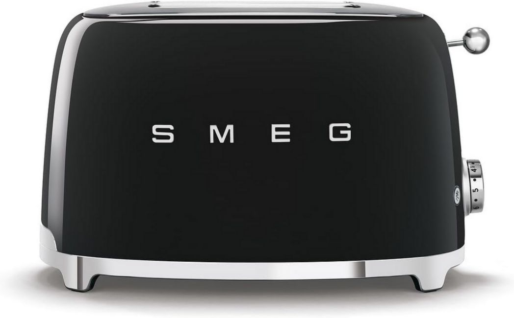 Smeg, Grille-pain 2 tranches TSF01BLEU, 2 fentes 36 mm, 6 niveaux de brunissage, fonctions chauffage, décongélation et bagel, éjection automatique du pain, tiroir ramasse-miettes, 950 W, noir