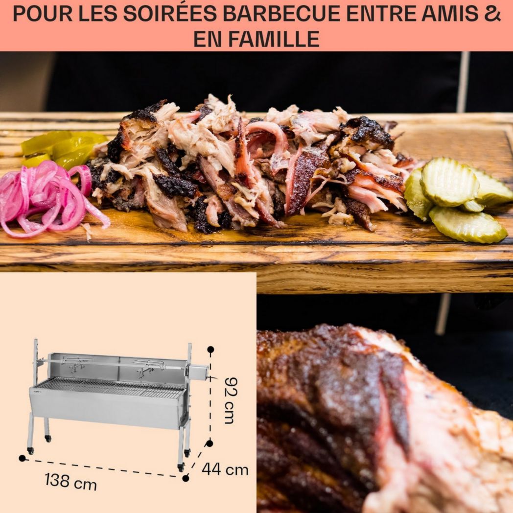 Rôtissoire électrique Klarstein, rôtissoire et barbecue, grande broche à cochon de lait, rôtissoire, barbecue 12 W avec 3 pieds en acier inoxydable