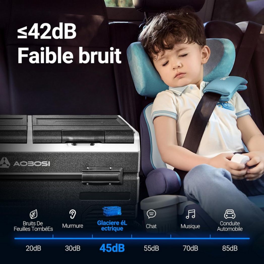 Glacière électrique double zone AAOBOSI 115 L, compresseur WiFi, 12 V/24 V et 100-240 V, pour camping, -20 °C à 20 °C, pour voiture, camion, bateau, camping, caravane, voyage, maison