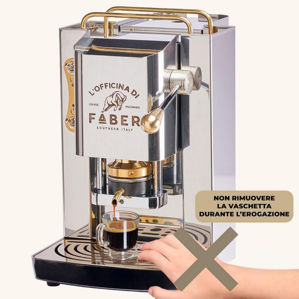 Machines à café Faber | Modèle Pro Total Inox Deluxe | Machine à café à dosettes 44 mm | Pressostat réglable en laiton | Électrovanne standard (laiton)