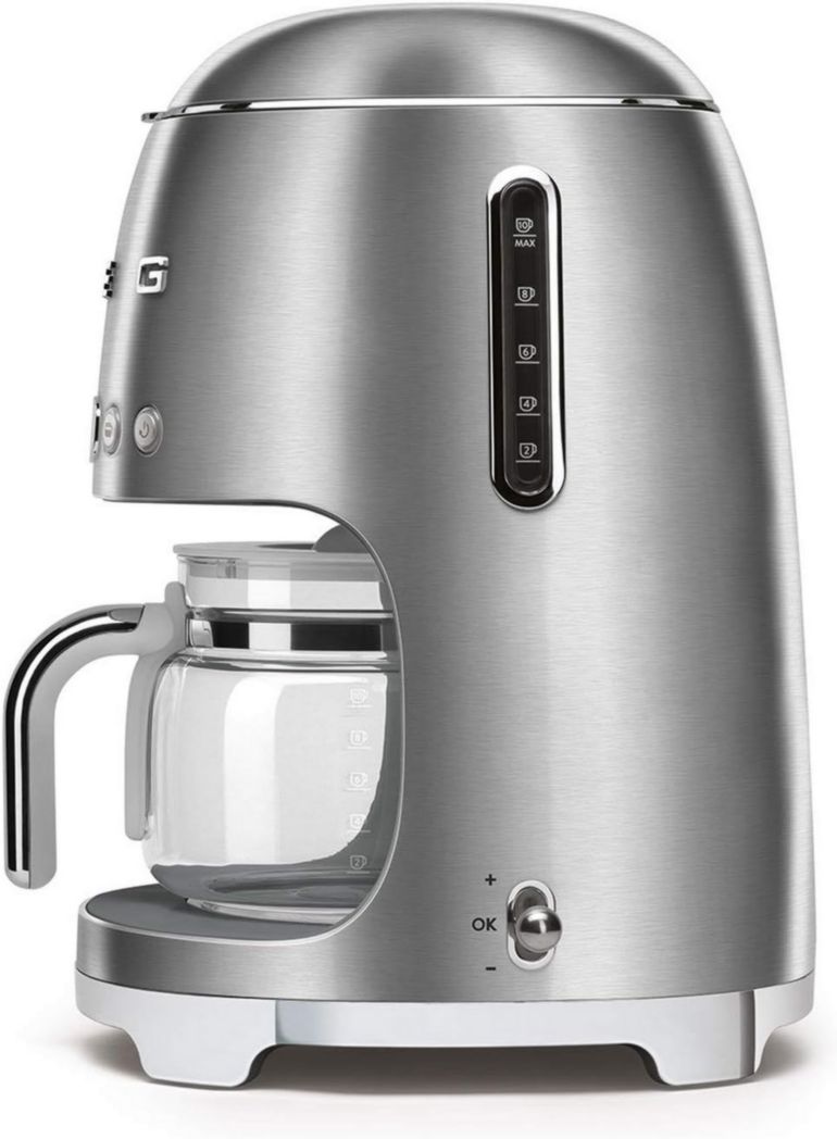 Smeg, DCF02PBEU, cafetière filtre, arôme et démarrage automatique, verseuse en verre jusqu'à 12 tasses, 2 niveaux d'intensité, maintien au chaud, 1050 W, bleu clair pastel