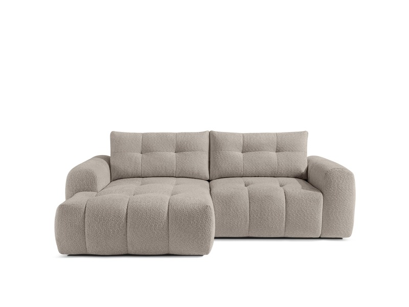 Ensemble canapé d'angle et pouf , convertible, gris