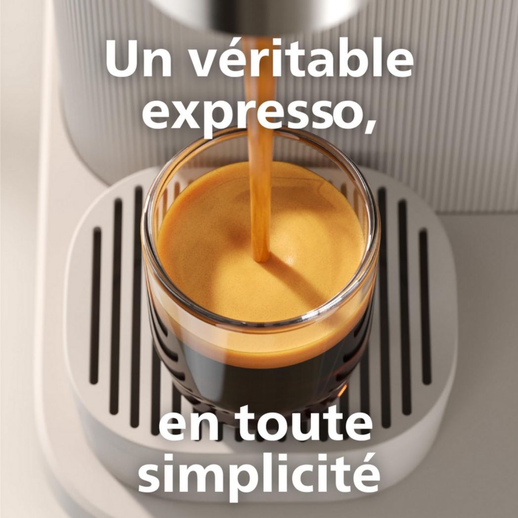 Machine à expresso Philips Baristina - Un véritable expresso, en toute simplicité - Compacte - 16 bars de pression - Broyeur intégré - Machine blanche avec porte-filtre blanc (BAR300/00)