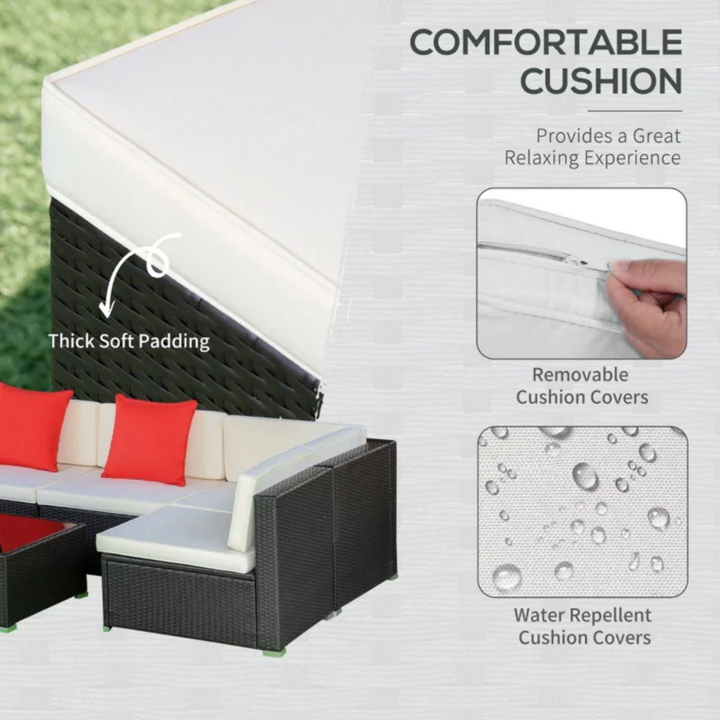 Ensemble de canapés d'extérieur sectionnels en osier