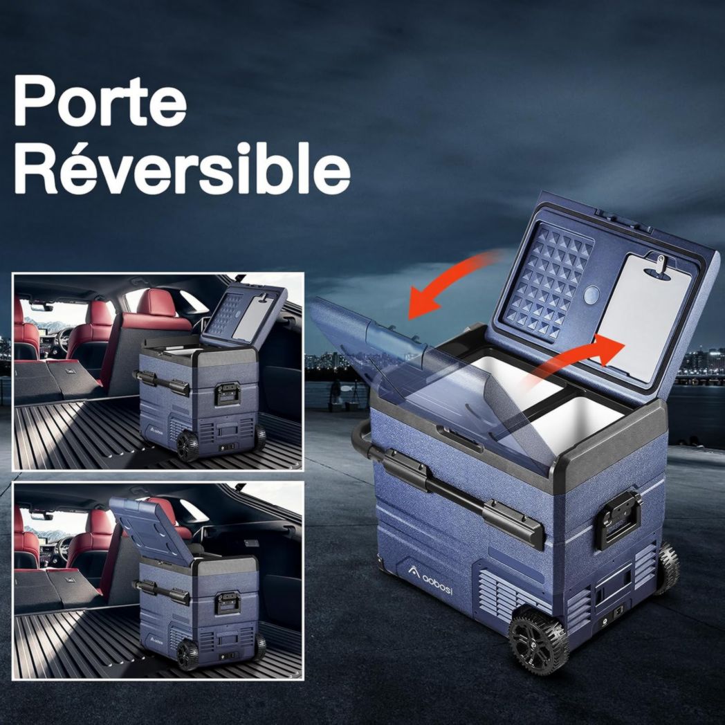 Glacière électrique double zone AAOBOSI 115 L, compresseur WiFi, 12 V/24 V et 100-240 V, pour camping, -20 °C à 20 °C, pour voiture, camion, bateau, camping, caravane, voyage, maison