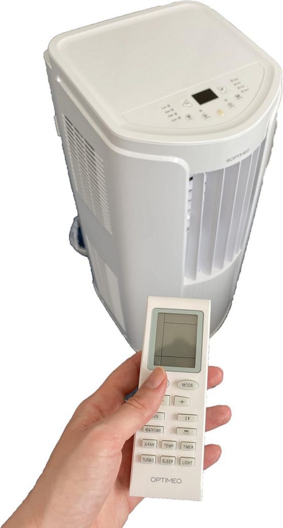 Climatiseur mobile OPTIMEO OPC-C02-121 3500 W blanc, 5 niveaux de protection spéciaux, silencieux et roues intégrées
