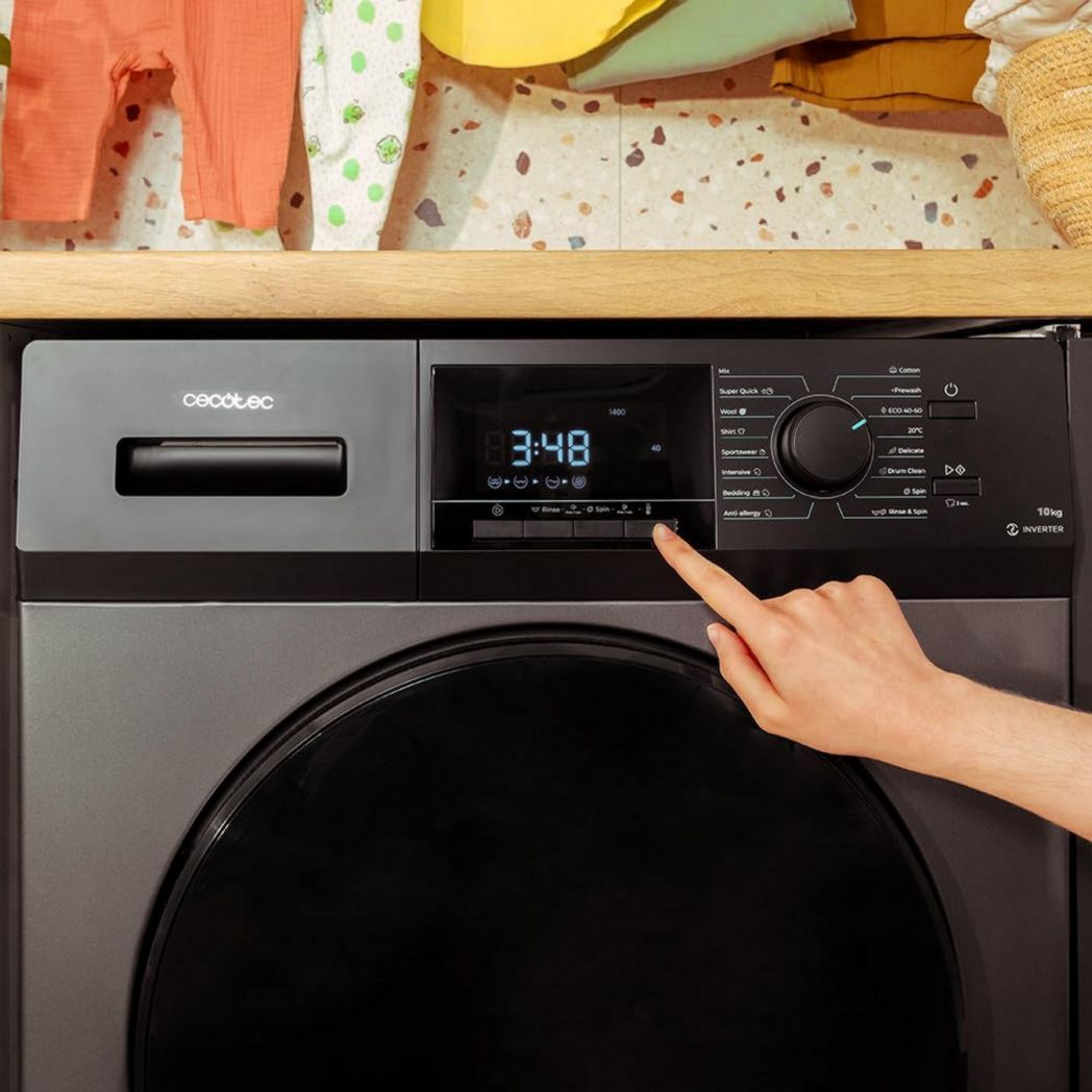 Lave-linge frontal Cecotec Bolero Dresscode 9410 Inverter A 9 kg. Puissance : 1 900 W, 1 400 tr/min réglable, 16 programmes, faible consommation d'énergie, vapeur, stérilisation du linge.