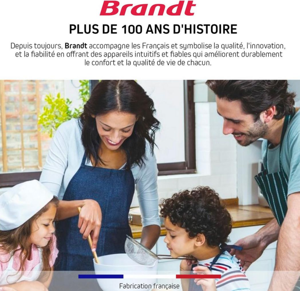 Brandt - BPI6413BM - Plaque de cuisson induction et gaz - Noir - 4 feux - 3400 W électrique et 4600 gaz - Dimensions encastrables : 56 x 49 cm - 9 positions par foyer - Fabriqué en France