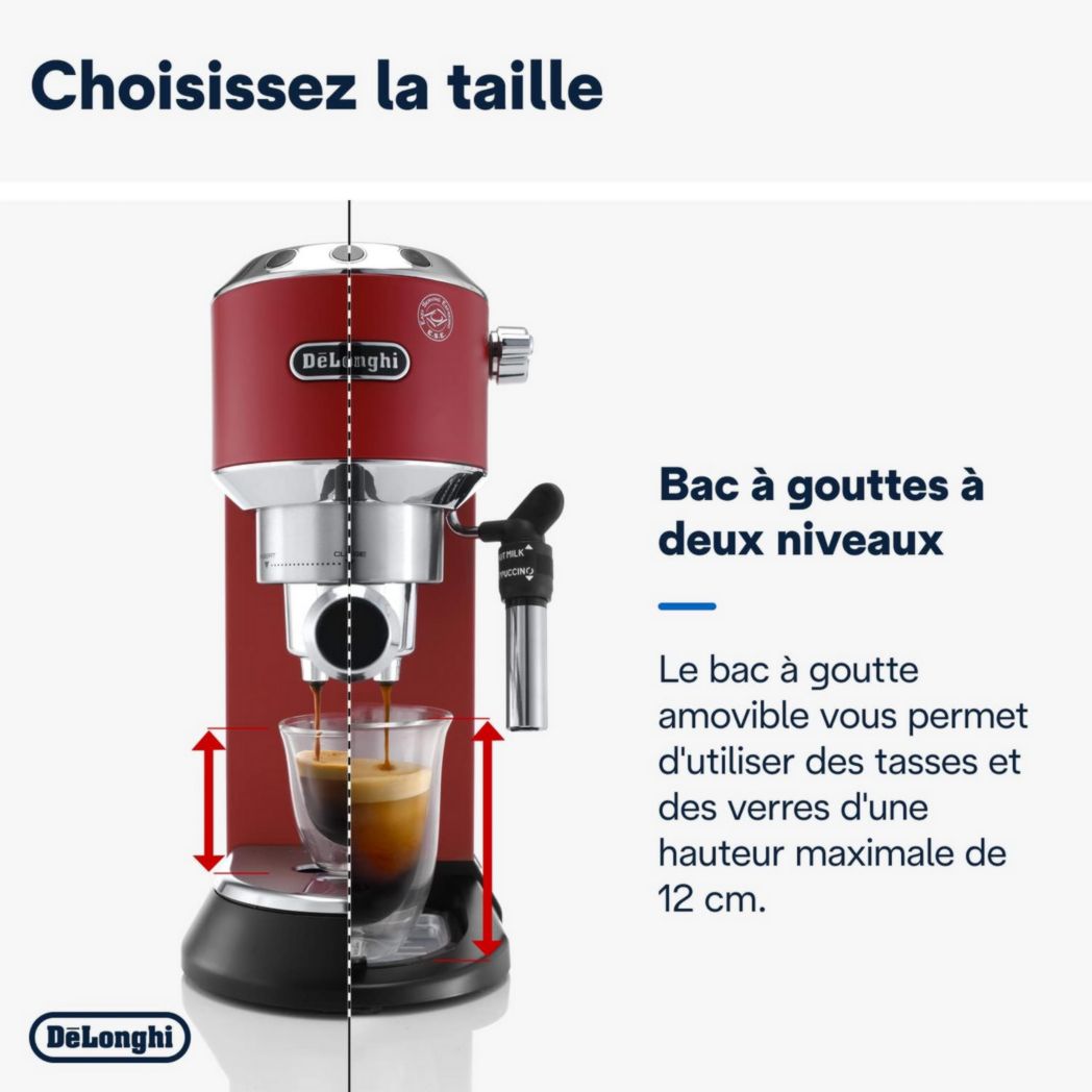 De'Longhi Dedica Style EC685.M, Machine à expresso avec buse à mousse de lait professionnelle, seulement 15 cm de large, réservoir de 1 L, boîtier en métal, compatible avec les dosettes ESE, métal