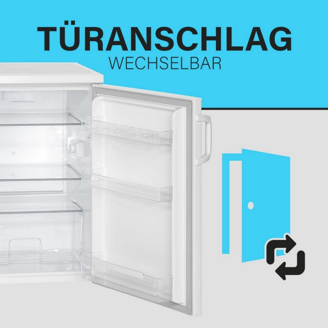 Réfrigérateur Bomann 133L blanc VS2195-1-blanc, Capacité nette : 133 litres, Éclairage intérieur LED, Contrôle continu de la température, 3 clayettes en verre