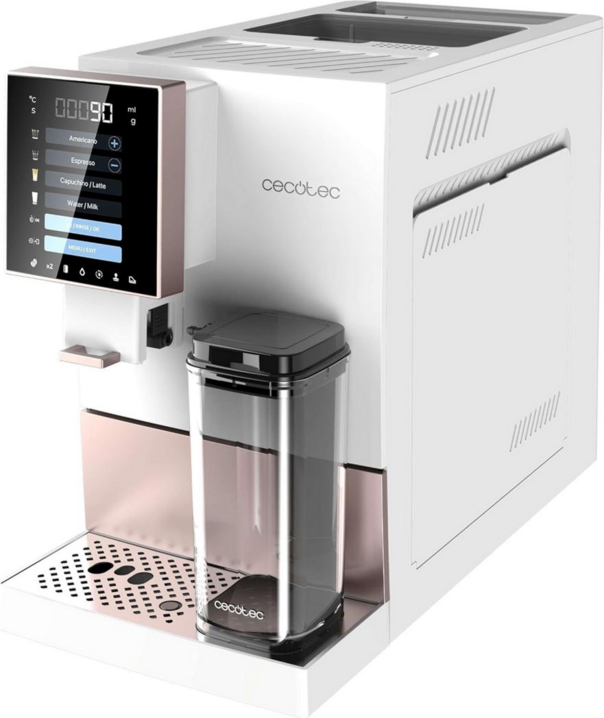 Machine à café super automatique Cecotec Cremmaet Compactccino Black Rose, 19 bars, réservoir à lait, système Thermoblock, 5 niveaux de mouture, réservoir à café de 150 g