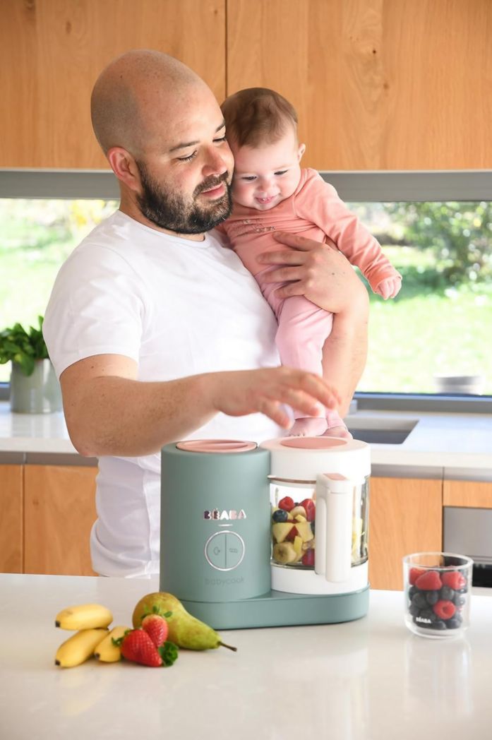 BÉABA, Babycook Néo, Mixeur et Cuiseur Vapeur 6 en 1, Robot Cuiseur Bébé Fabriqué en France, Bol en Verre, Cuve en Inox, Grande Capacité, Diversification des Aliments, Petits Pots Bébé Maison, Rapide, Eucalyptus