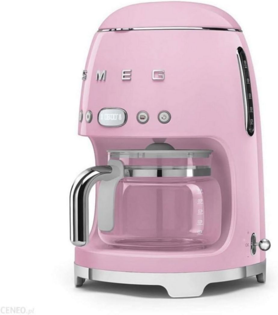 Smeg, DCF02PBEU, cafetière filtre, arôme et démarrage automatique, verseuse en verre jusqu'à 12 tasses, 2 niveaux d'intensité, maintien au chaud, 1050 W, bleu clair pastel