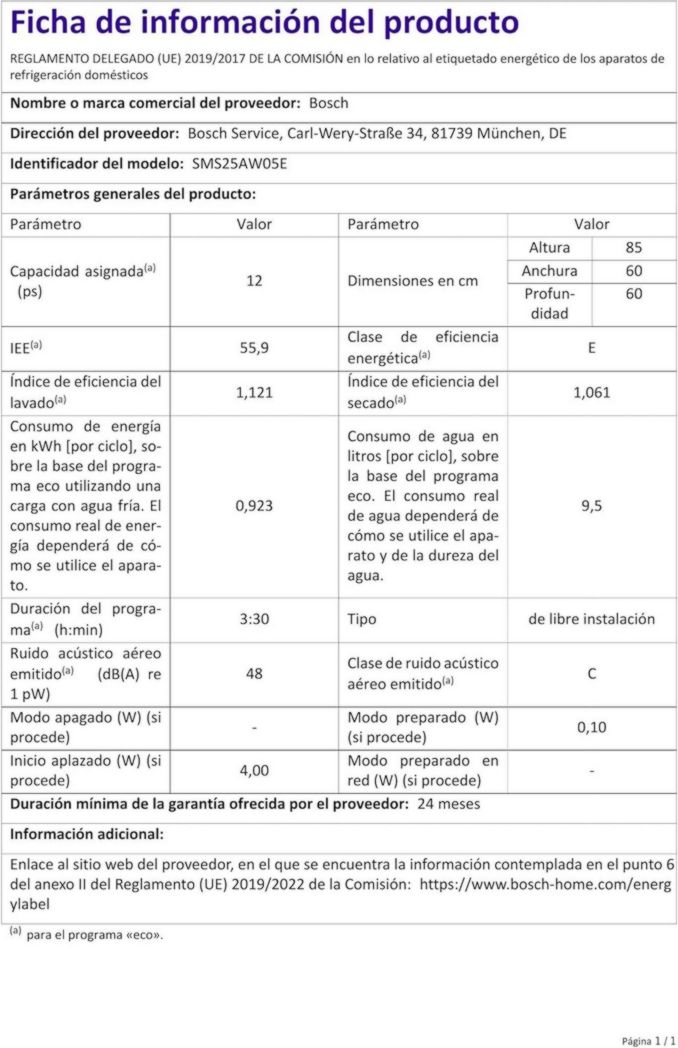 Lave-vaisselle BOSCH SMS25AW05E Blanc (60 cm)