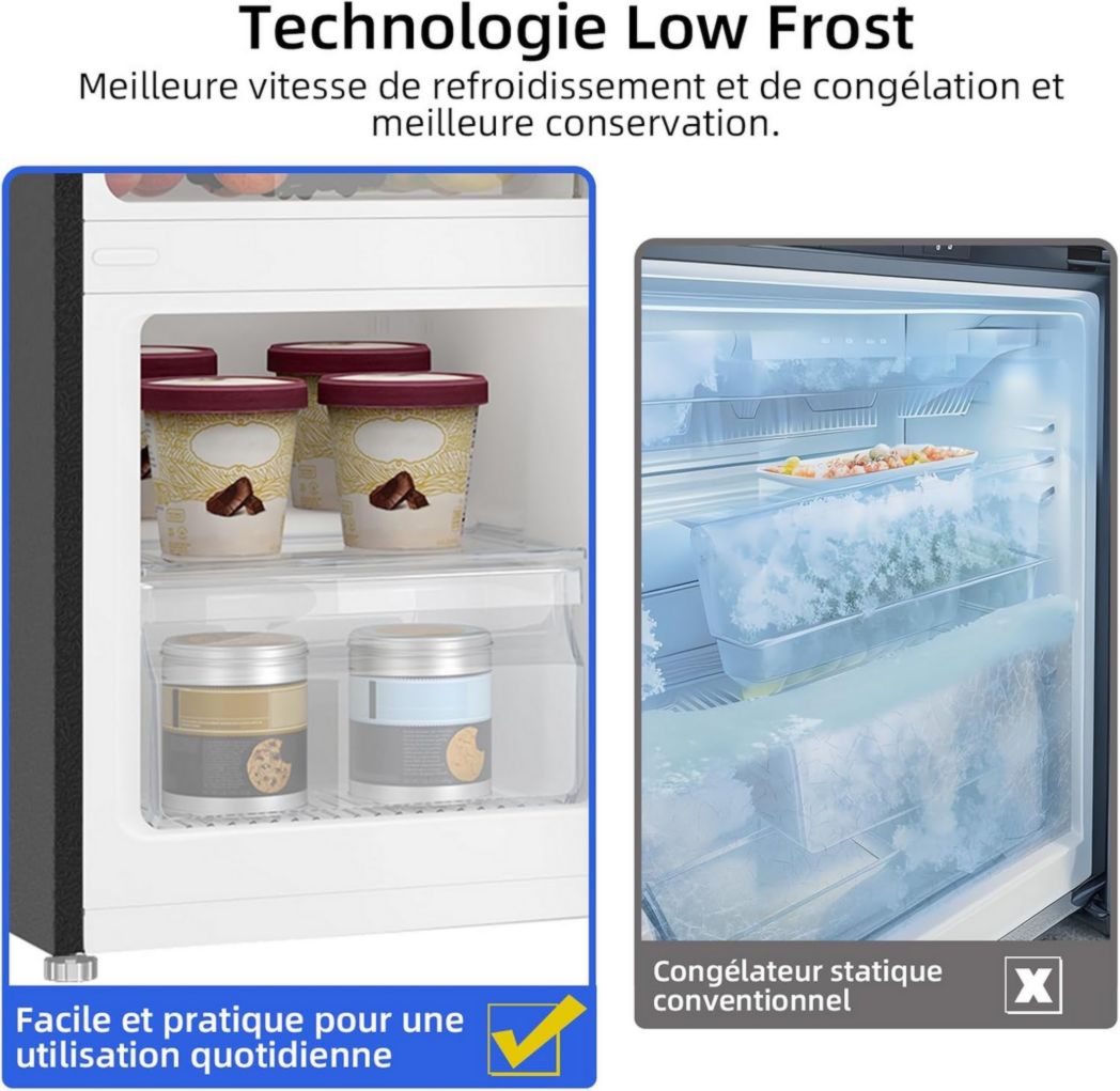 Réfrigérateur congélateur inférieur CHIQ CBM159LEBD 157 litres (109 + 48) Low Frost, faible bruit, refroidissement rapide, faible encombrement
